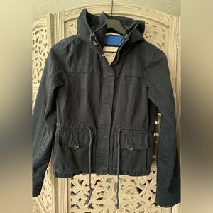 Hollister Navy Blue Hooded Utility Jacket